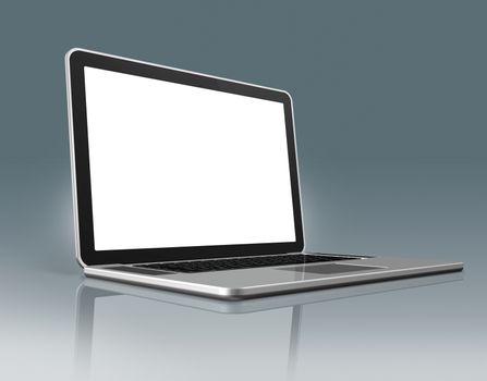 3D High Tech laptop - isolated on a grey background with clipping path