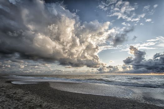 Where sky meets ocean. Photograph of a beach landscape