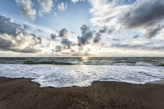 Where sky meets ocean. Photograph of a beach landscape