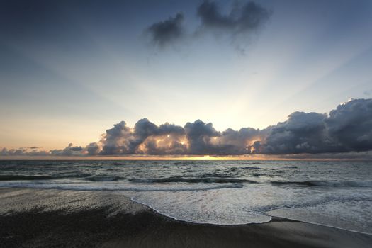 Where sky meets ocean. Photograph of a beach landscape