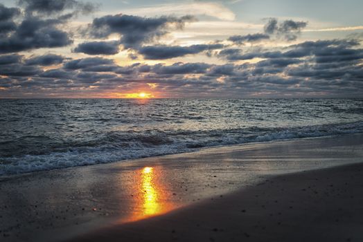 Where sky meets ocean. Photograph of a beach landscape