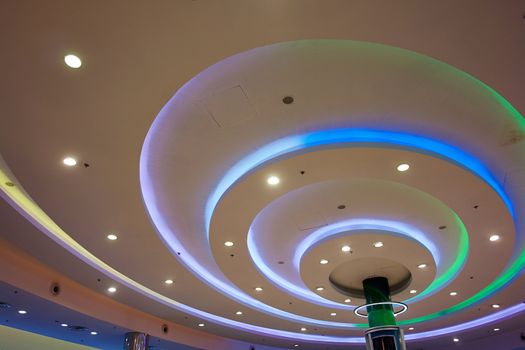 Modern interior decoration design beautiful ceiling lights in different colors                      