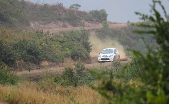 KOCAELI, TURKEY - AUGUST 23, 2015: Eytan Halfon with Ford Fiesta R2 in Kocaeli Rally 2015