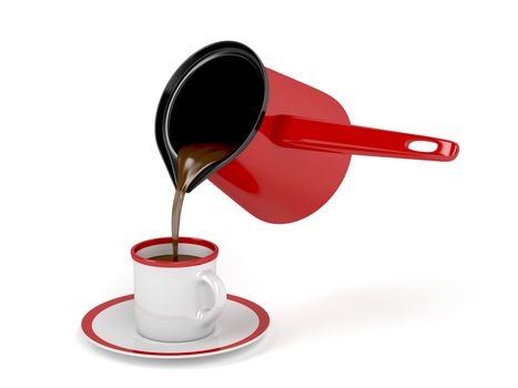 Pouring fresh prepared coffee from coffee pot
