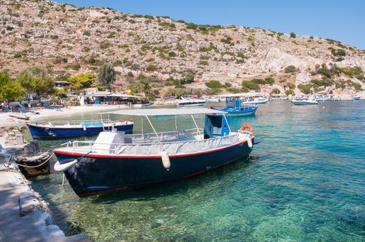 Boats at Agios Nikolaos port on Zakynthos, Greece