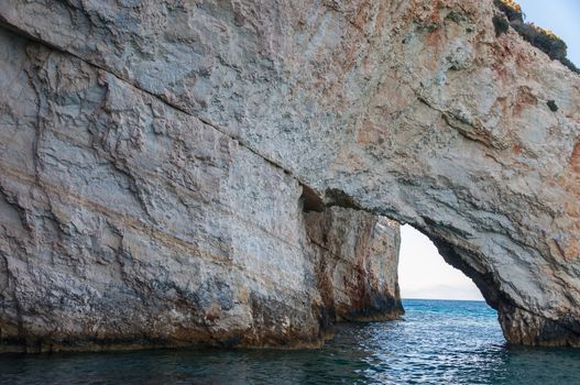 Blue caves on Zakynthos Island seen from the boat