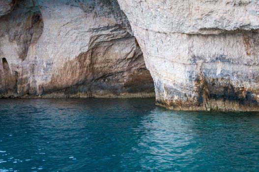 Blue caves on Zakynthos Island seen from the boat