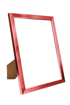 Red aluminum empty photo frame isolated on white background with clipping path