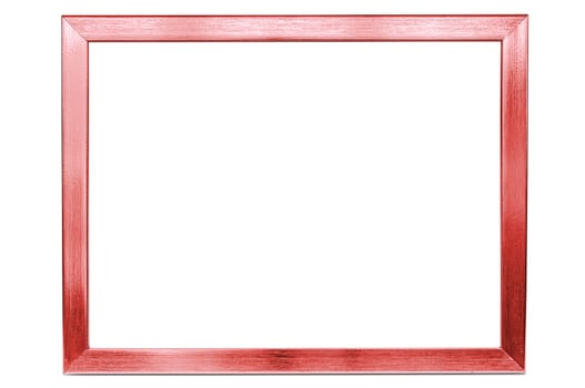 Red aluminum empty photo frame isolated on white background with clipping path