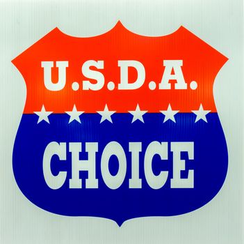 VALENCIA, CA/USA - JANUARY 17, 2016: U.S.D.A Choice emblem and logo as rated by the United States Department of Agriculture.