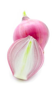 Red onion and isolated on white background