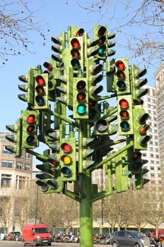 Sculpture of traffic lights in London