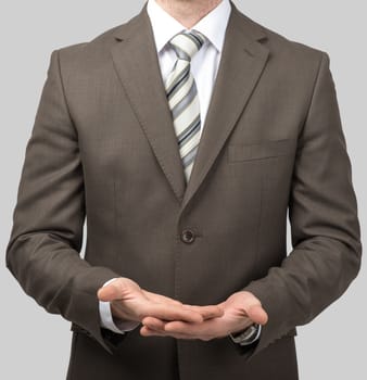 Businessman with empty hands, close up view