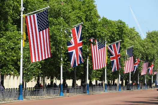 The Mall furnished with flags for Obama visit in 2011