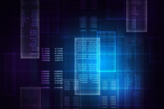 Binary computer code. Matrix blue abstract background