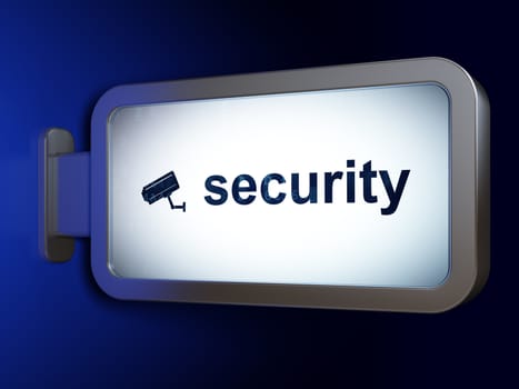 Security concept: Security and Cctv Camera on advertising billboard background, 3d render
