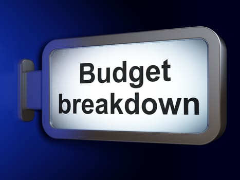 Finance concept: Budget Breakdown on advertising billboard background, 3d render