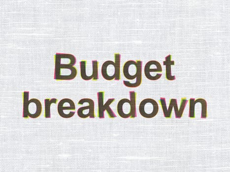 Finance concept: CMYK Budget Breakdown on linen fabric texture background