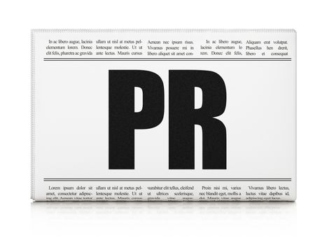 Marketing concept: newspaper headline PR on White background, 3d render