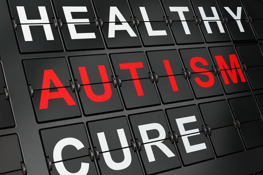 Healthcare concept: Autism on airport board background, 3d render 