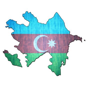 map with flag of azerbaijan with national borders