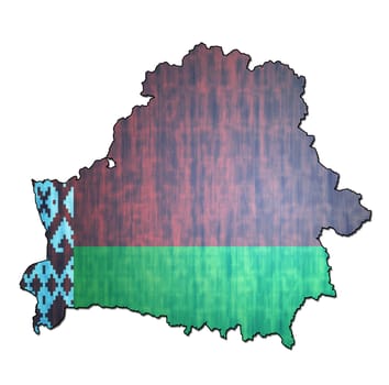 map with flag of belarus with national borders