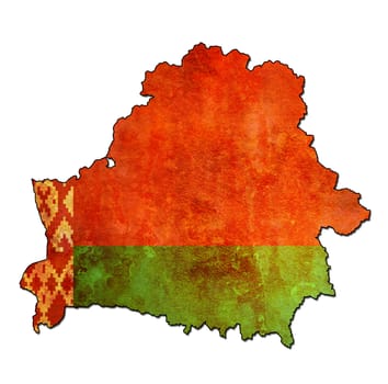 map with flag of belarus with national borders