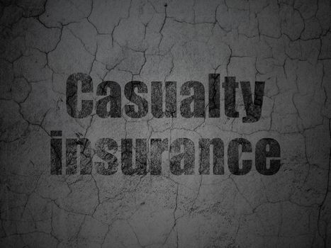 Insurance concept: Black Casualty Insurance on grunge textured concrete wall background