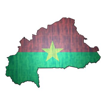 map with flag of burkina faso with national borders