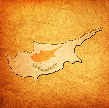 map with flag of cyprus with national borders