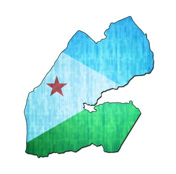 map with flag of djibouti with national borders