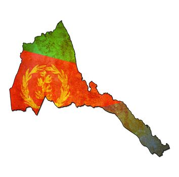 map with flag of eritrea with national borders