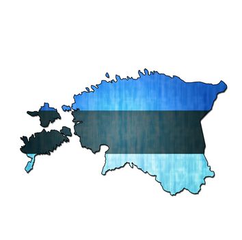 map with flag of estonia with national borders