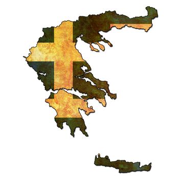map with flag of greece with national borders