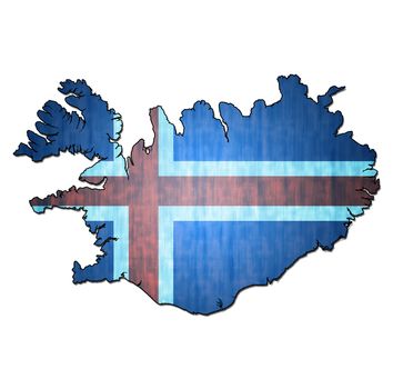 map with flag of iceland with national borders
