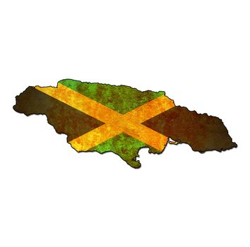 map with flag of jamaica with national borders