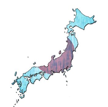 map with flag of japan with national borders