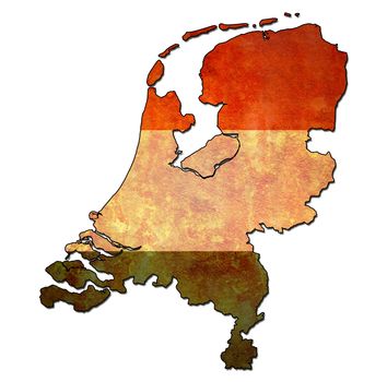 map with flag of netherlands with national borders