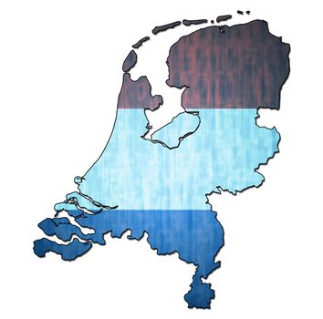 map with flag of netherlands with national borders