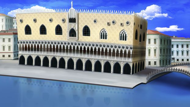 Digital painting of the Doge's Palace in Venice, Italy