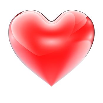 Big Red Heart Isolated On White Background