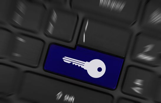 Internet security key with lock icon on laptop keyboard