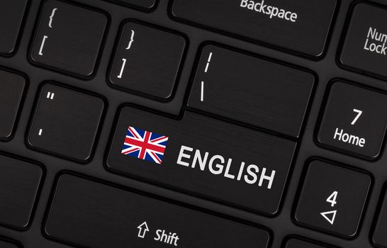 Enter button with flag UK - Concept of language (learning or translate)