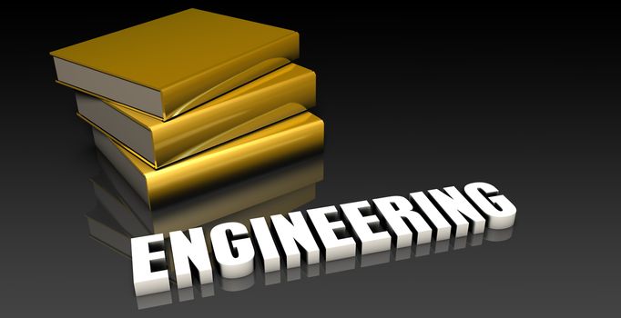 Engineering Subject with a Pile of Education Books
