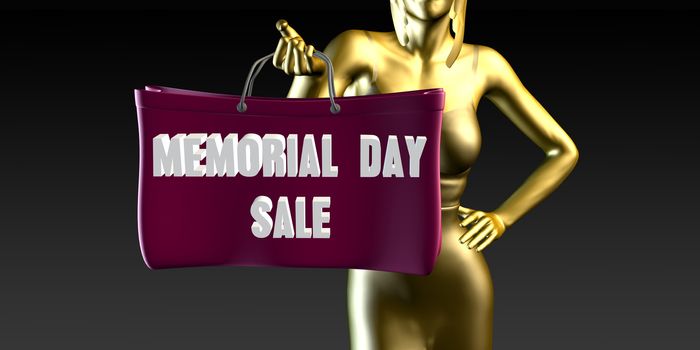 Memorial Day Sale with a Lady Holding Shopping Bags