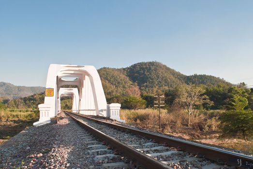 White concrete train bridge, of Northern Thailand