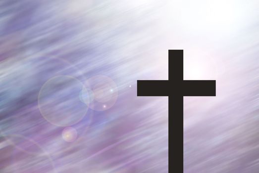 The Chirst Cross On Motion Blur Background With Lighting Lens Flare