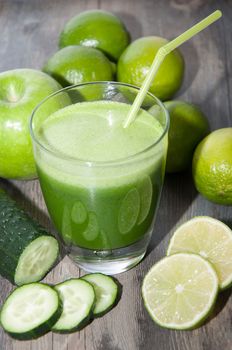 Green detox juice with fruits and vegetables