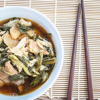 Chinese vegetable stew closeup, asian food (Jab Chai)