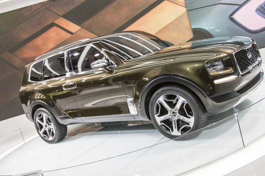 DETROIT - JANUARY 17 :The 2017 Kia Telluride concept at The North American International Auto Show January 17, 2016 in Detroit, Michigan.